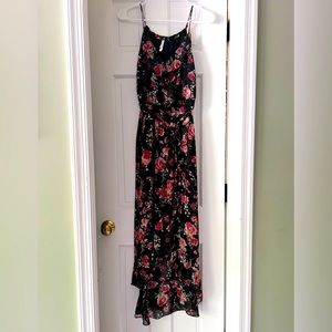Xhilaration Hi-Low Maxi Dress size S Womans Floral Boho Spaghetti